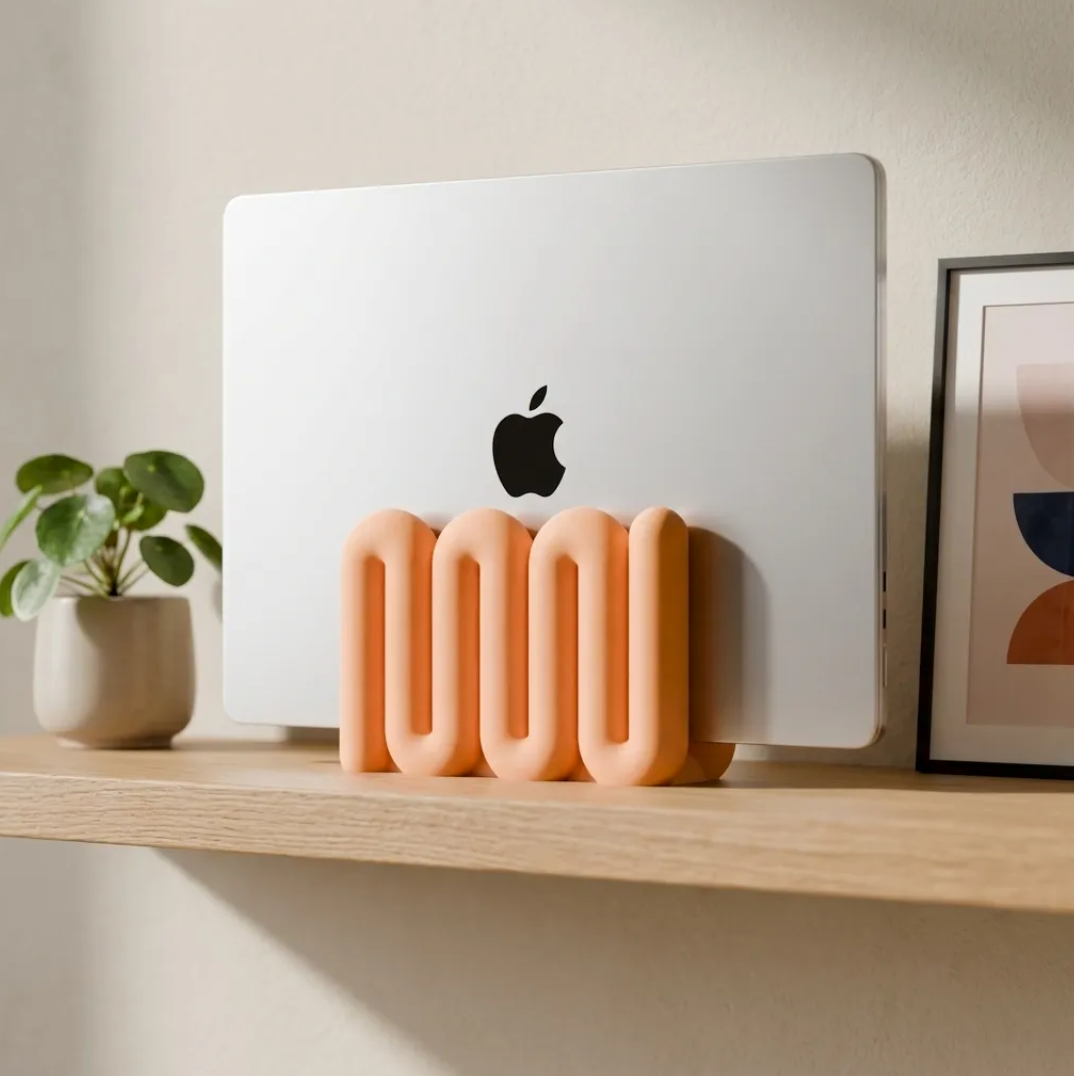 Side view of Wibble Aesthetic Vertical Laptop Stand for Apple MacBook