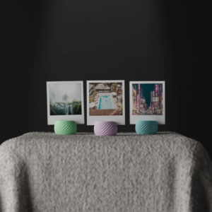 Twisted Spiral Photo Holder displaying an Instax instant photo