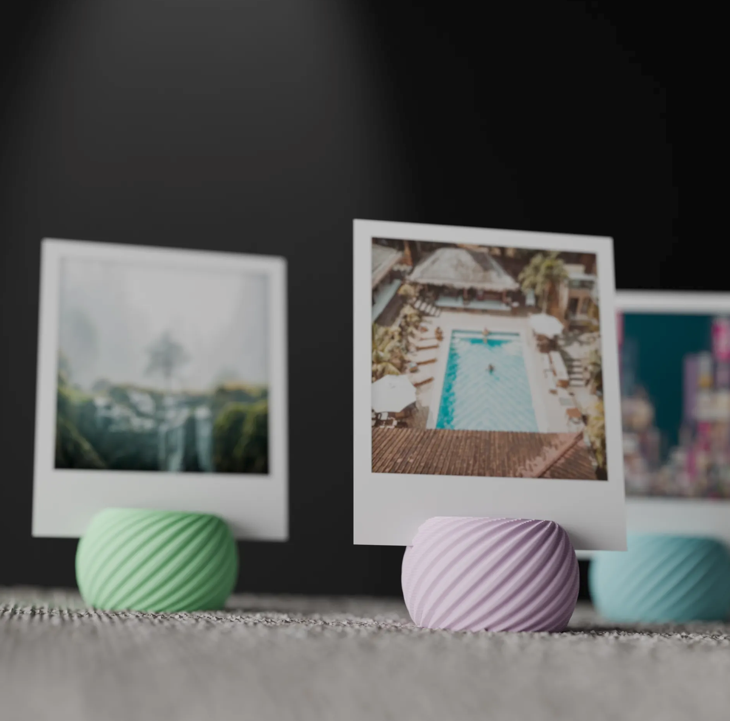 Family Set of 3 Twisted Spiral Photo Holders for Instax and Polaroid photos