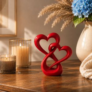 Entwined Hearts Love Sculpture – 3D Printed Home Decor